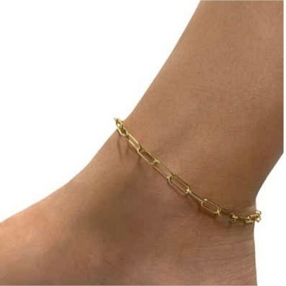 Paperclip Link Chain Anklet - Picture 5 of 9